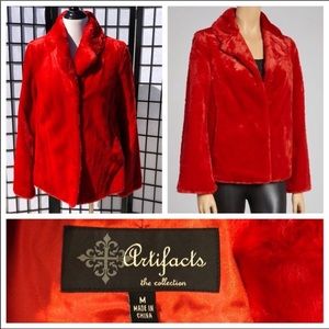 Vibrant red faux fur coat ❤️